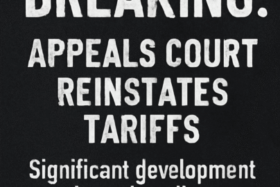 Appeals Court Temporarily Reinstates Trump’s Tariffs, Bolstering Trade Agenda Amid Legal Battles